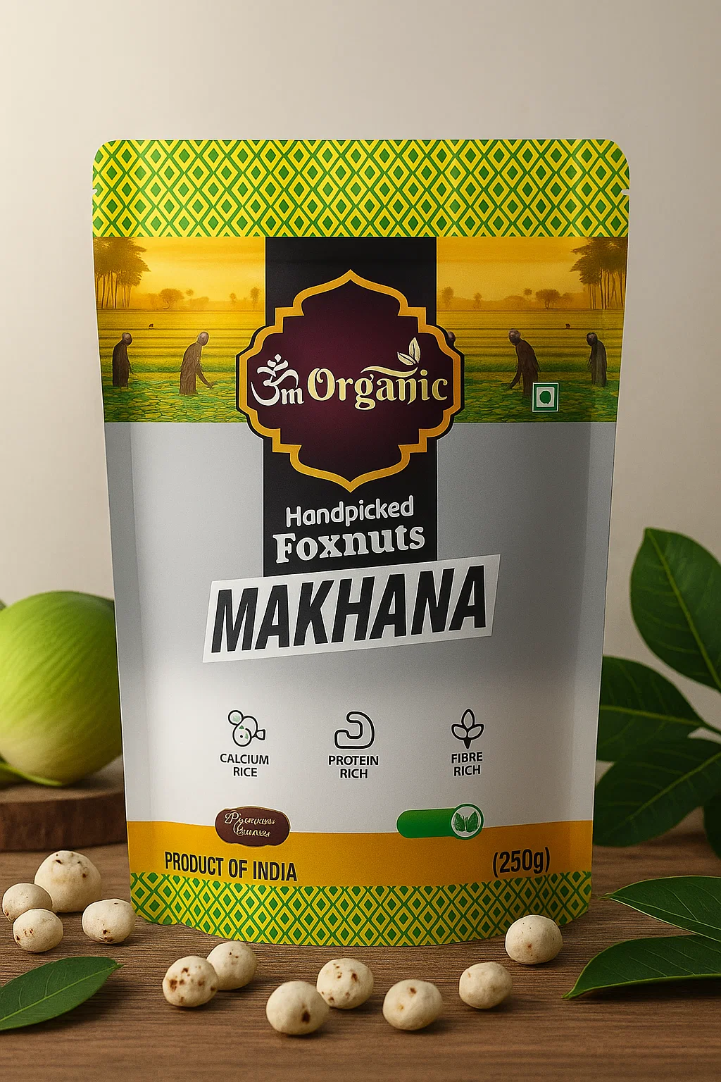 Om Organic Premium Fox Nuts (Makhana) – 250g | 100% Natural, Handpicked, Healthy Snack